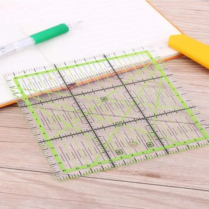 1pc Acrylic Blank Holder Ruler Transparent Square Blank Holder Ruler Fabric Cutting Ruler Transparent Ironing Ruler