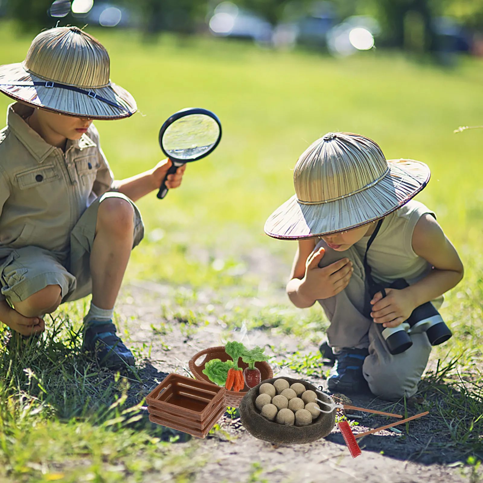 

1Set Sturdy Plastic Farm Vegetable Tools Dinosaur Egg Simulation Set Realistic Sand Table Landscaping Props Kids Learning