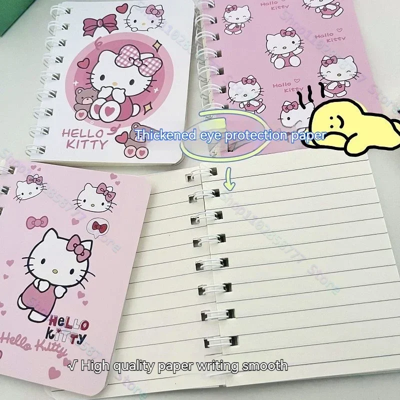 A Set Of 4 Books Sanrio Hello Kitty Cartoon Notebook A5 Coil Notebook Student Notebook Cartoon Cute Notebook School Writing Tool