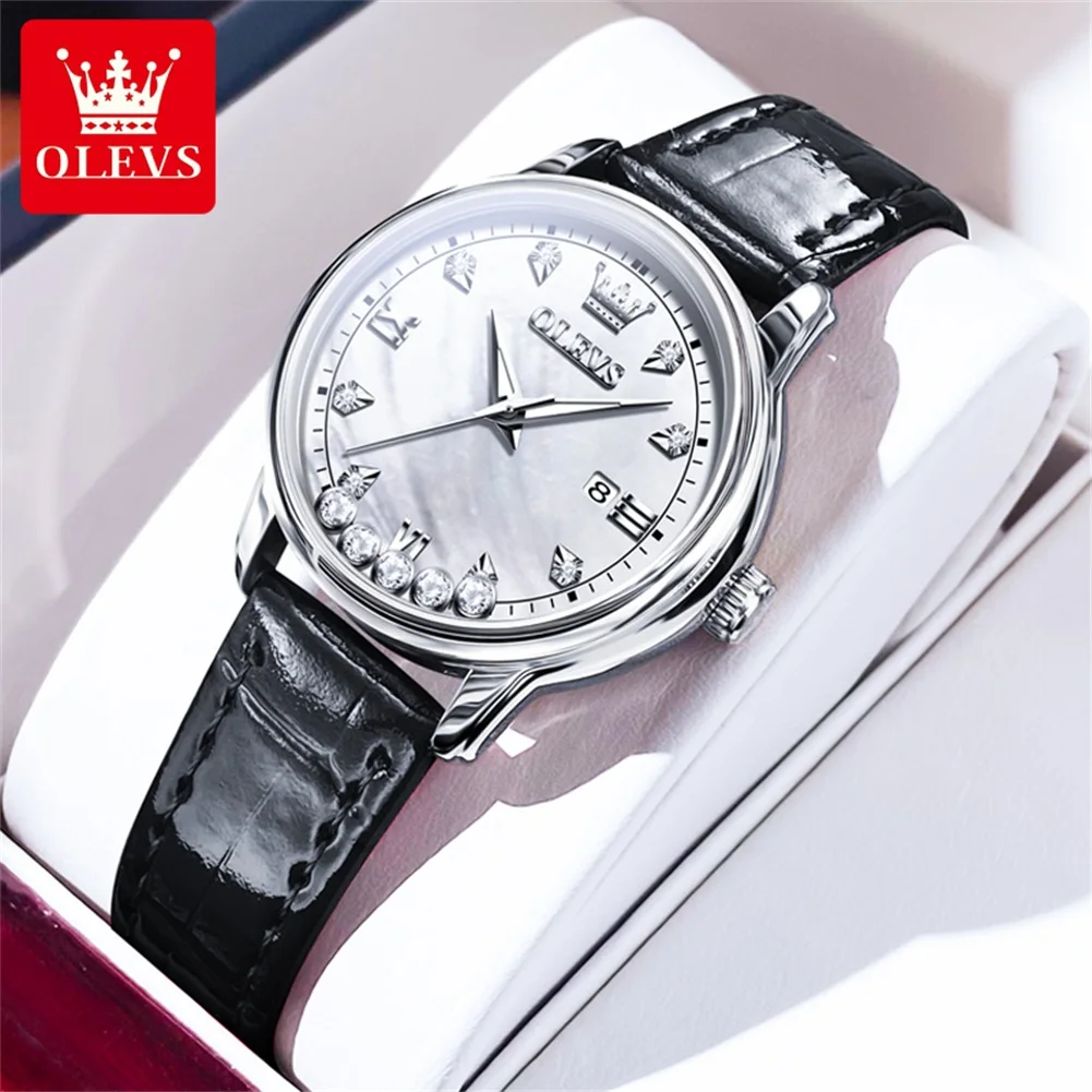 

OLEVS 9981 Women's Wristwatch Luxury Brand Watch for Women Elegant Leather Strap Waterproof Luminous Diamond Dial Ladies Watches