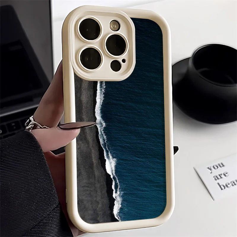 Sea Wave Soft Silicone Phone Case For iPhone 16 Pro Case for iPhone 11 12 13 14 15 Pro Max XR XS X 7 8 Plus SE Shockproof Cover