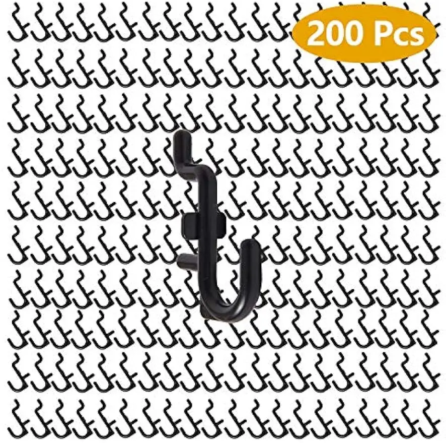 200 Pack Pegboard Hooks, J Shape Peg Hooks for 1/4