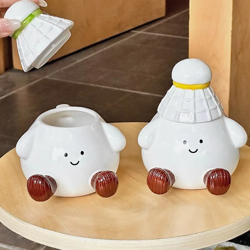 

Cute Badminton Water Cup with Lid, Ceramic Mug, Underglaze Color, Heat-resistant Water Cup, Couple Pair Cup, Birthday Gift Mug