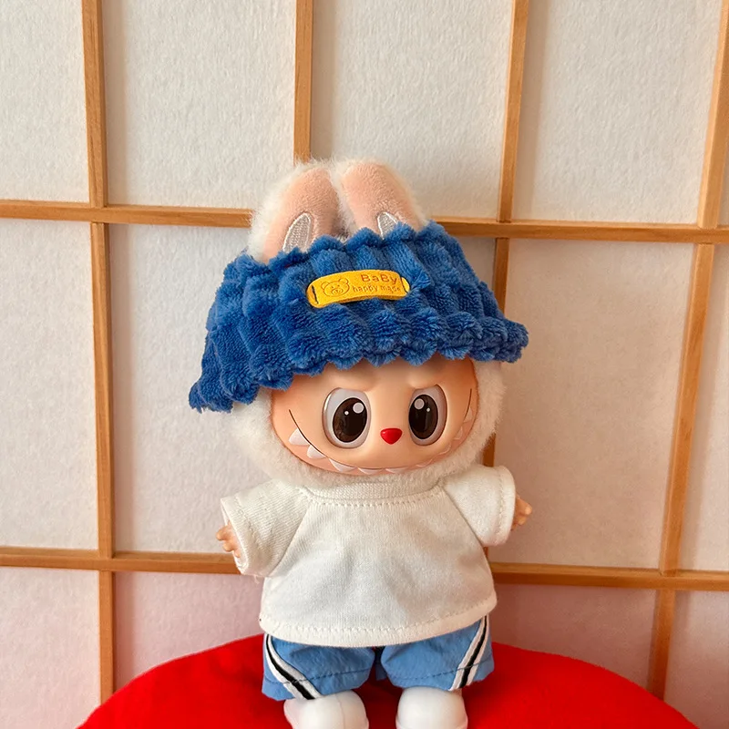 

For Labubu Doll Clothes L058 Wide Fleece Fisherman Hat Suitable For First Second And Third Generations 17cm Labubu Clothes