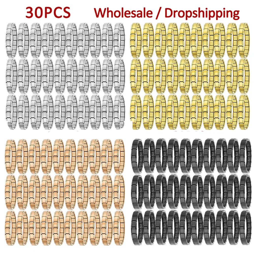 

30 шт. оптом: квадратные 9-миллиметровые эластичные итальянские браслеты из нержавеющей стали для женщин и мужчин, модные, для дропшиппинга, для самостоятельного изготовления украшений