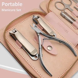 9pcs in Manicure Set Nail Clipper Stainless Steel Professional Nail Cutter Tools with Travel Case Kit