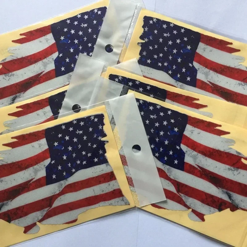 USA TATTERED Flag Car Stickers Rearview Mirror Sticker 2 Pack MIRRORED American Bumper 3D Waterproof Vinyl Decal Car Accessories