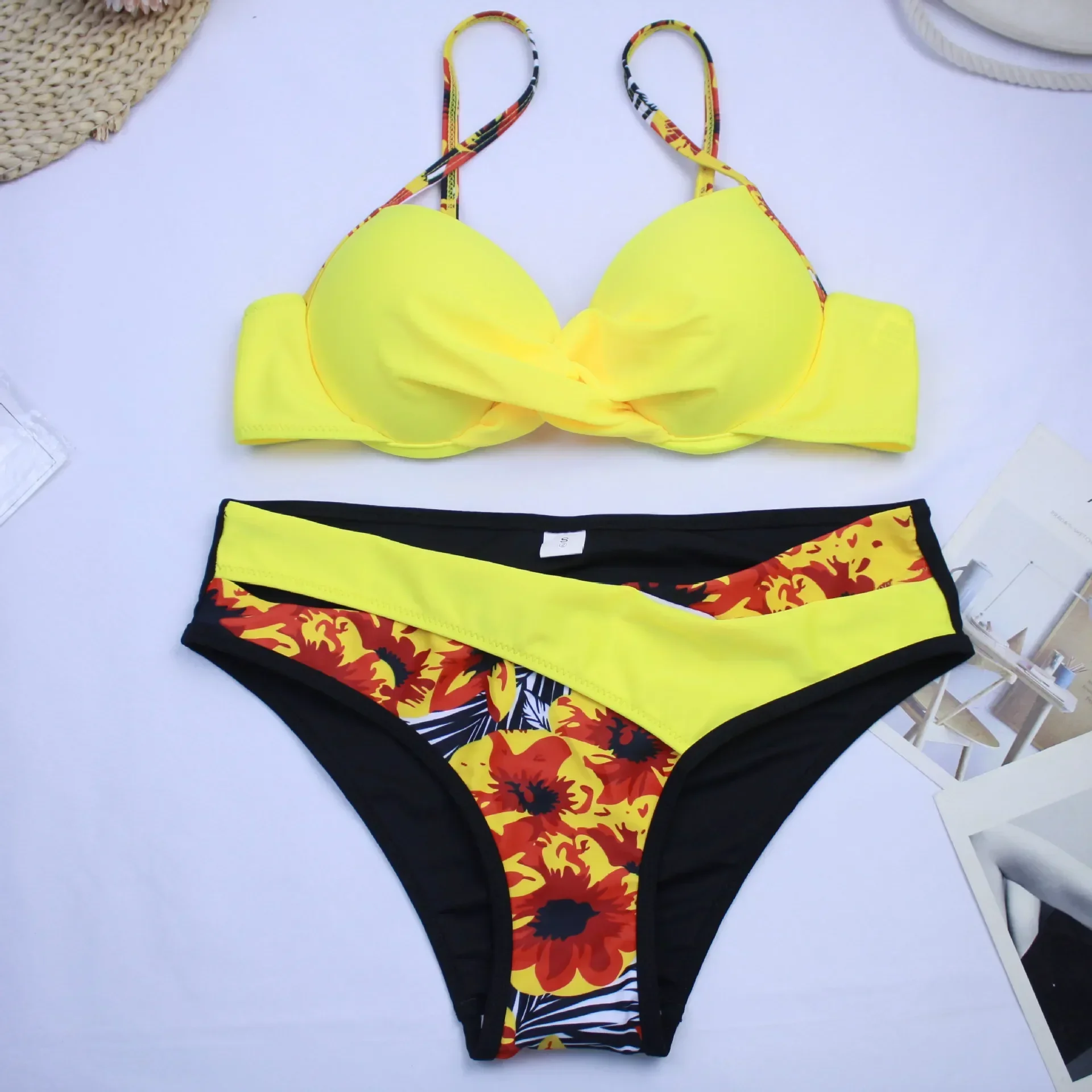 

3 Colors Sexy Bikini Women Push Up Swimwear Swimsuit Print Patchwork Bikinis Set Bathing Suit Bikini Female Biquinis Feminino