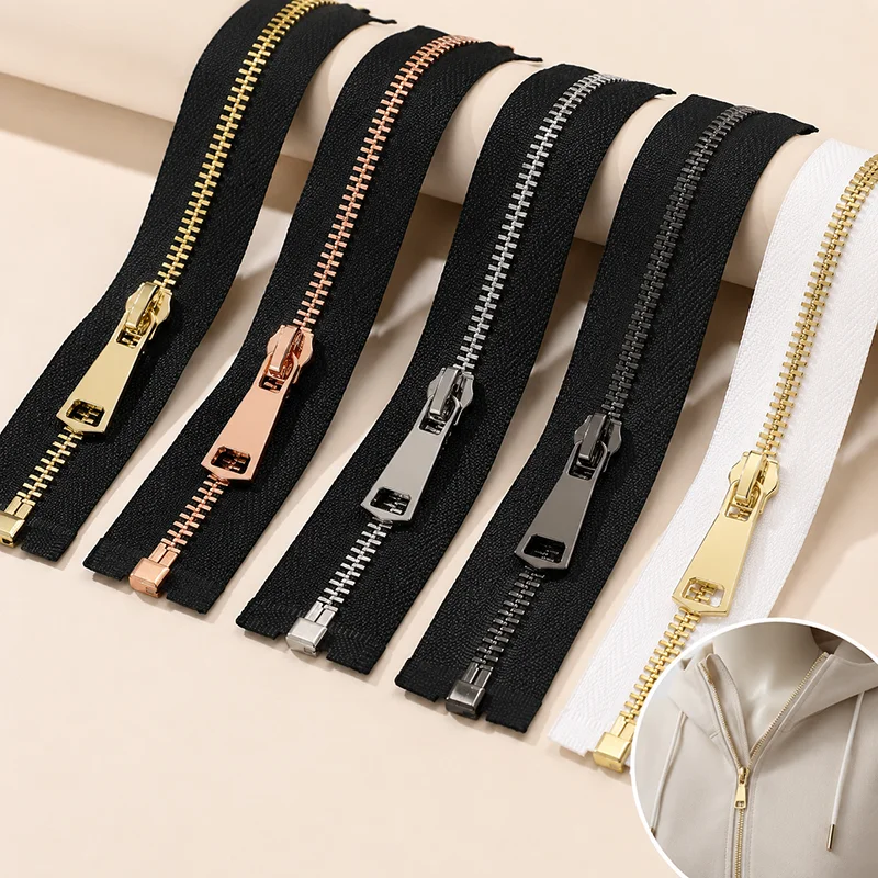 

3/5/15Pcs 5# Metal Zippers Open End 30-80cm for Jacket Coat Garment Closure Sewing Repair Tailor Replacement Parts Slider Pulls