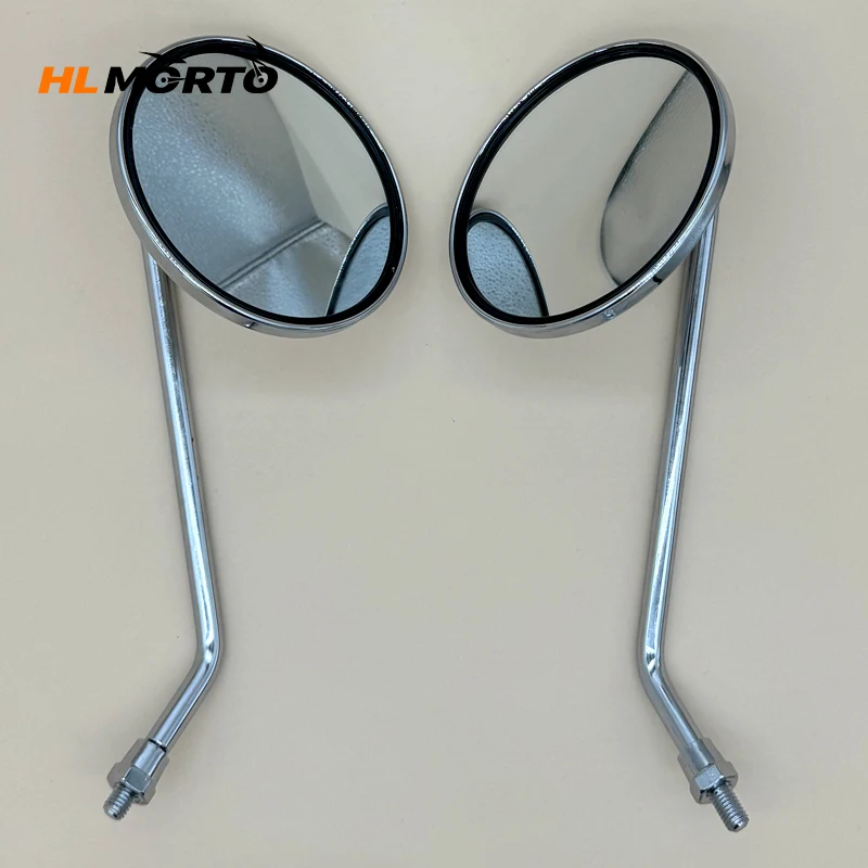 1 Pair 8mm Round Motorcycle Mirror Motorbike Side Mirrors Rearview Mirror For ATV E-Bike Electrombile Scooter Moped