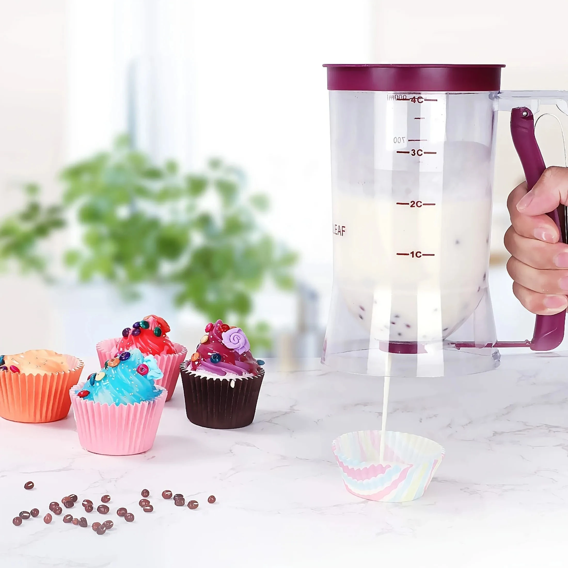 Batter Dispenser Baking Flour Paste Dispenser For Pancake Cupcakes Cake Muffins Separator Measuring Labels Kitchen Dispenser