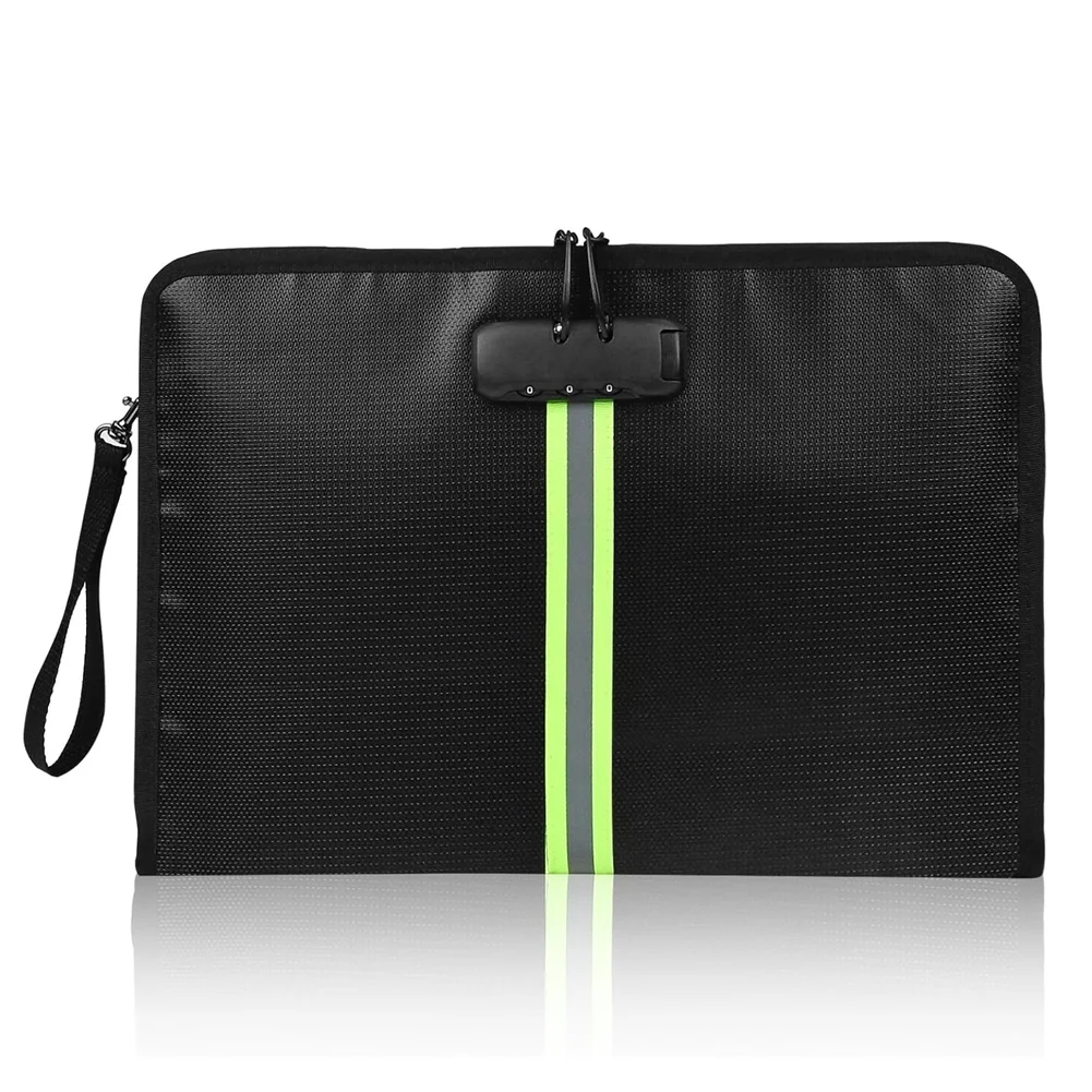 DT38 2 Pcs Fireproof Money Bag with Lock and Zipper,Coated Fire Resistants Money Bag for Cash, Waterproof Storage Pouch