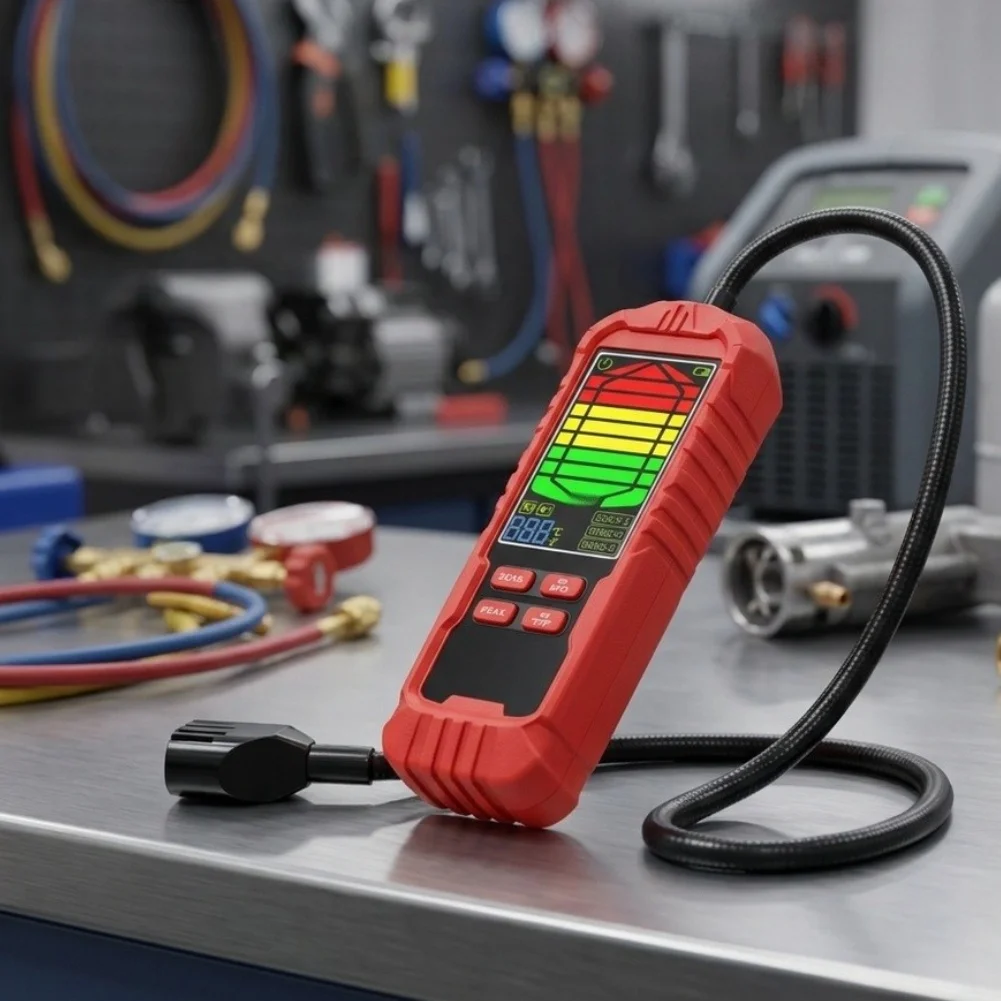 Rechargeable Cold Halogen Leak Detector For R22 For R32 HVAC Gas Sniffer Red Metal Portable High Sensitive Air Conditioning