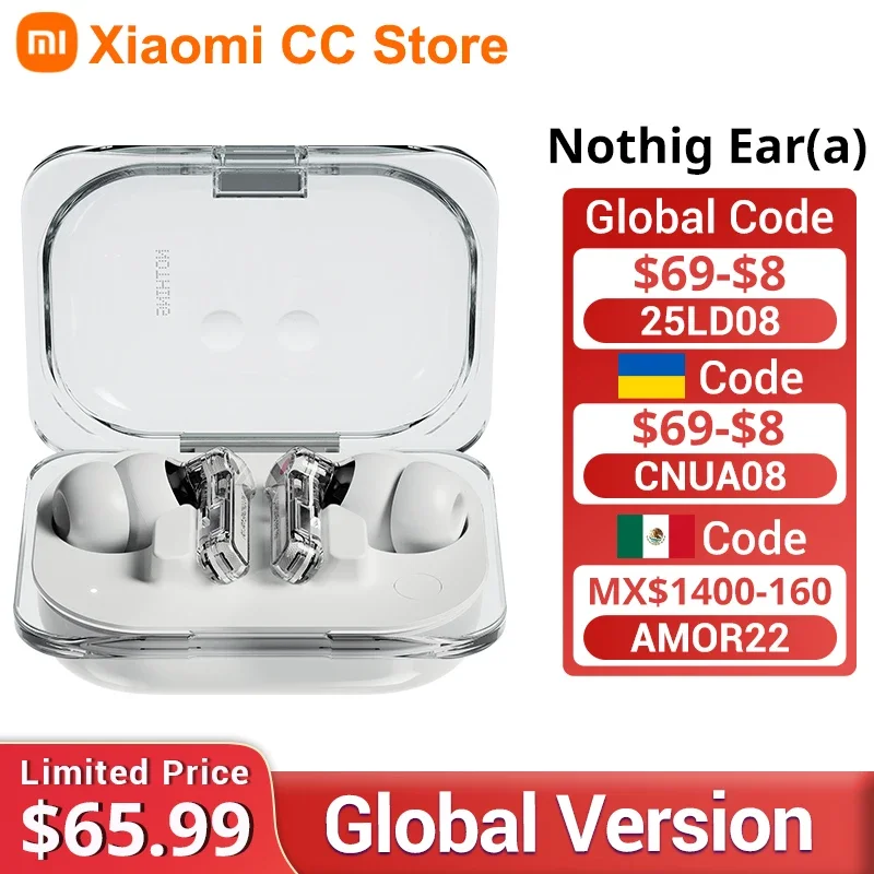 Global Version Nothing Ear (a) Wireless Earbuds 45 dB Active Noise Cancellation Bass Enhance algorithm Up to 42.5 hours life