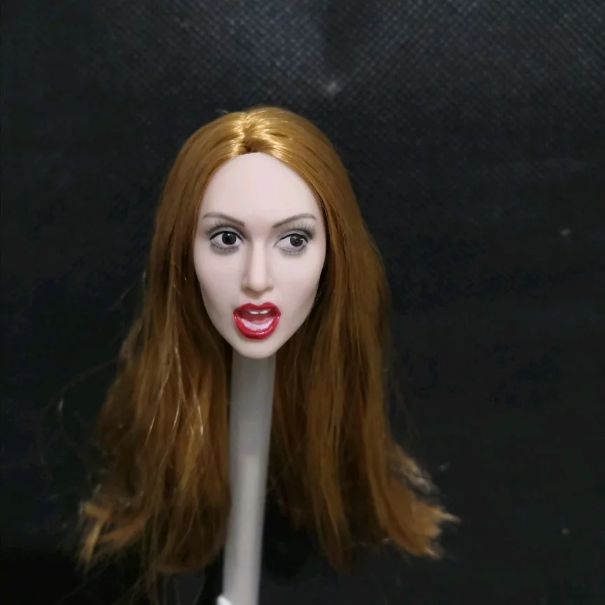 

1/6 Scale open mouth expression Head Carving model Female blond hair Head Sculpt fit 12 Inches Phicen Action Figure