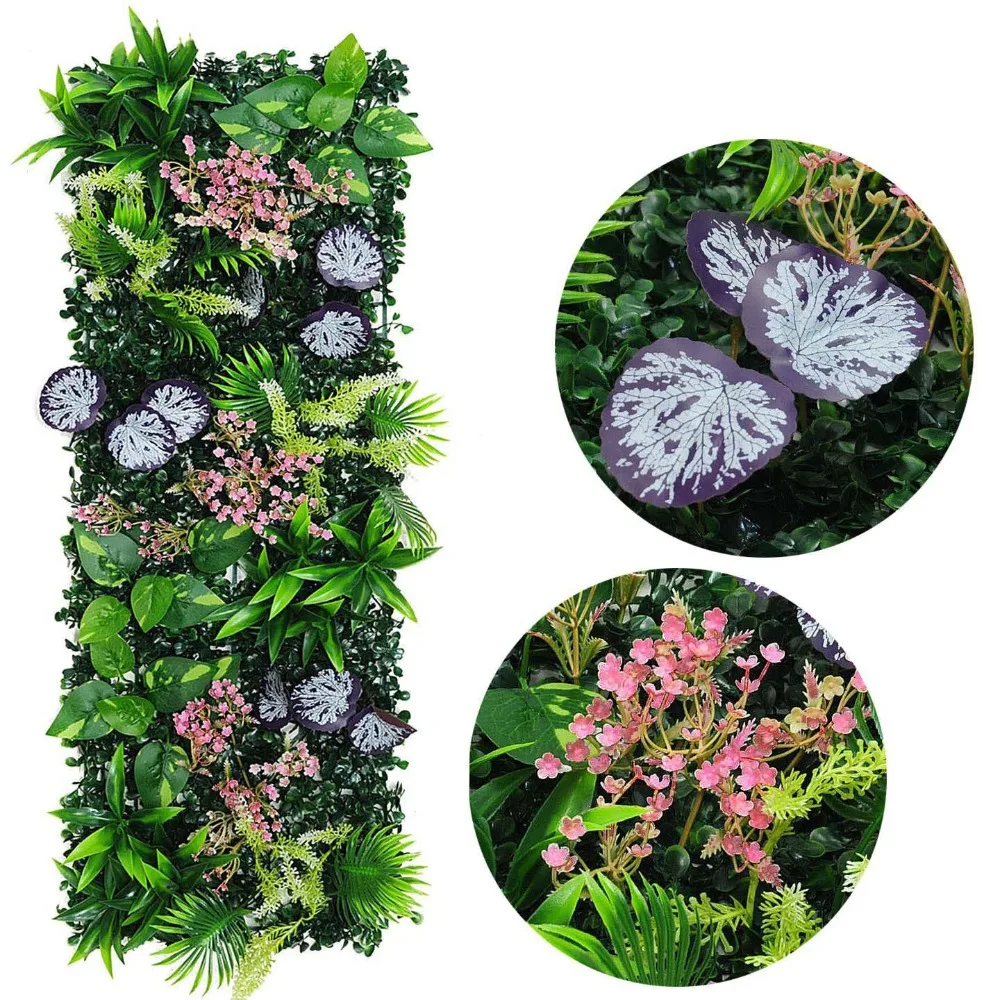 DIY Artificial Plant Wall Panel 75x25cm Flower Artificial Eucalyptus Carpet Durable UV Protection Simulation Maple Plant Sheet
