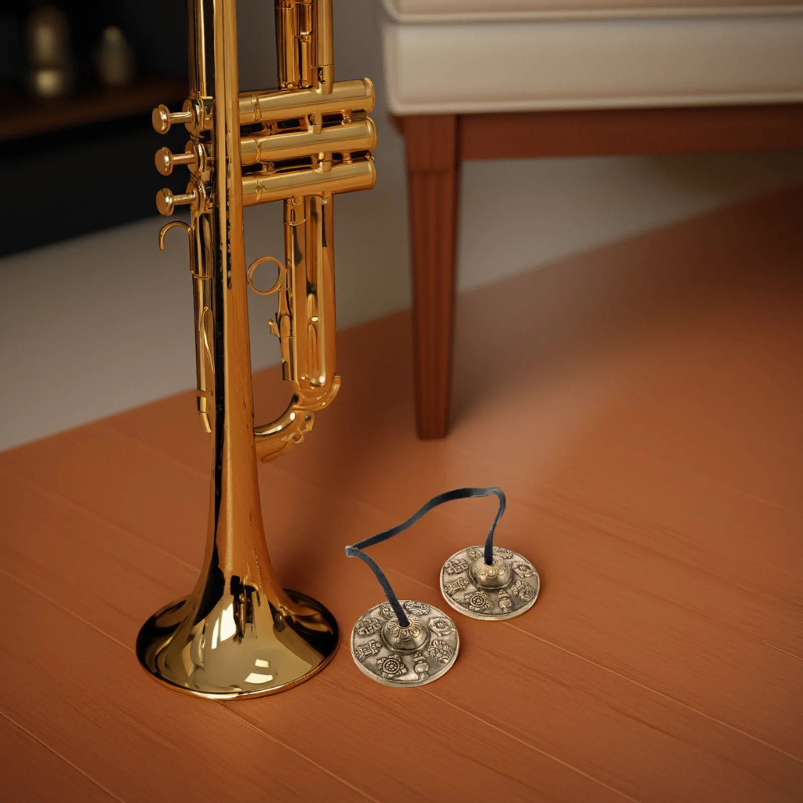 1 Paar Messing Tingsha Becken Instrument für Meditation Klangtherapie Yoga Rituale tibetische Glockenglocken Percussion