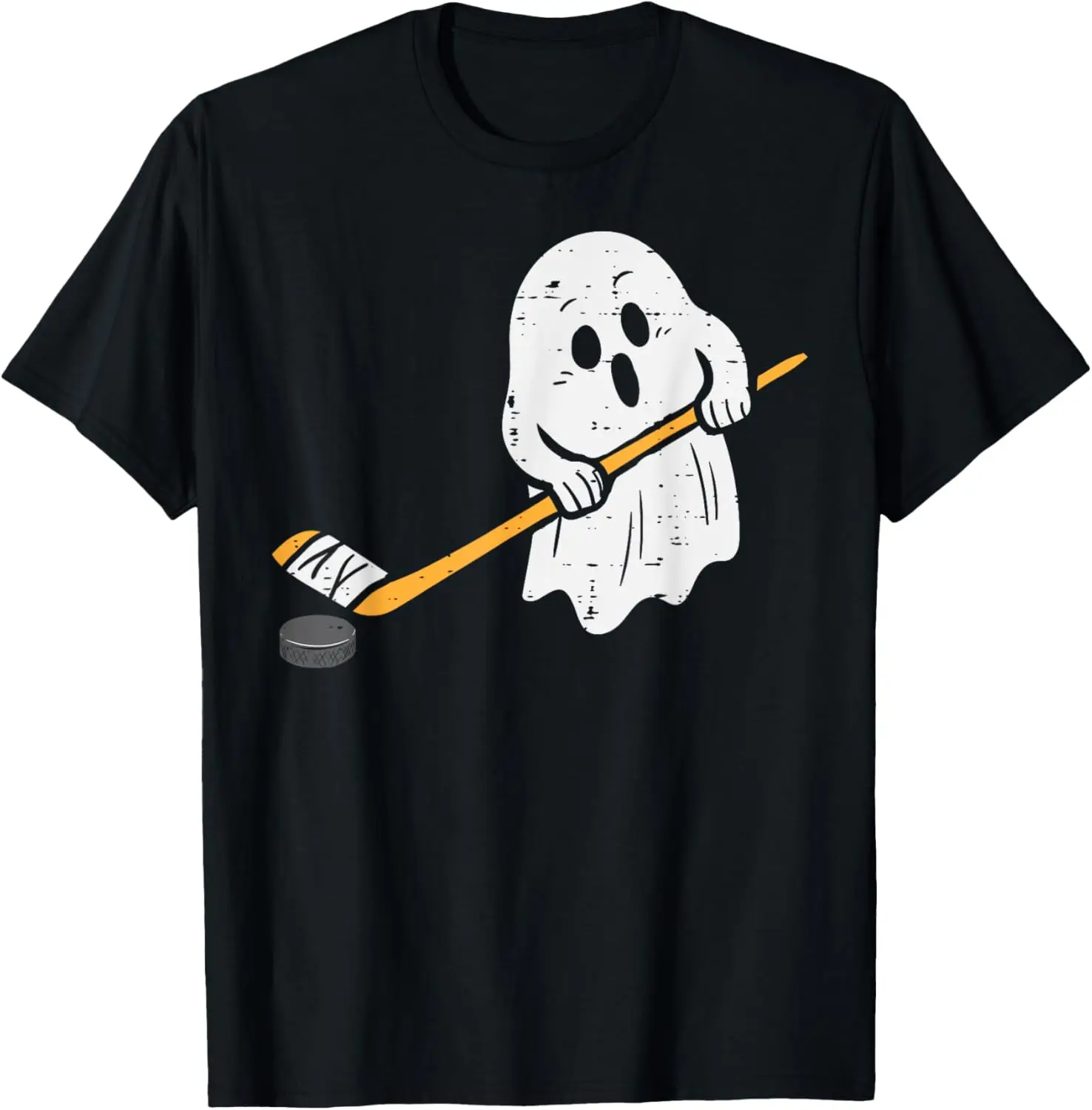 Ghost Playing Ice Hockey Halloween Costume Sports Men Boys T-Shirt