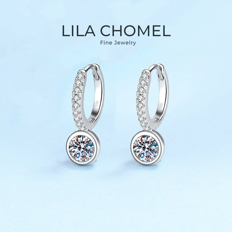 

Daughter Adult's Day Gift 18K White Gold Drop Earrings 1Carat Moissanite Diamond Women Wedding Jewelry Girl Birthday Anniversary