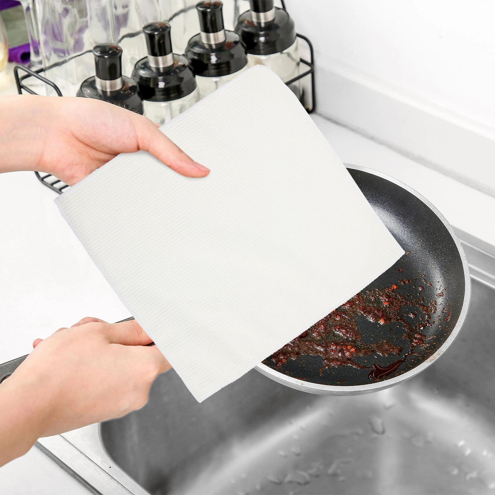 

10 Pcs White Microfiber Cleaning Cloths 25x25cm Kitchen Dish Towels Fiber Absorbent Wash Rags Tableware Cloth Dry