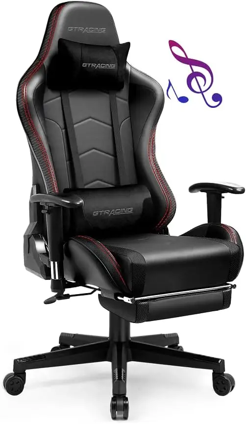 Gaming Chair With Footrest Speakers Video Game Chair Bluetooth Music Heavy Duty Ergonomic Computer Office Desk Chair