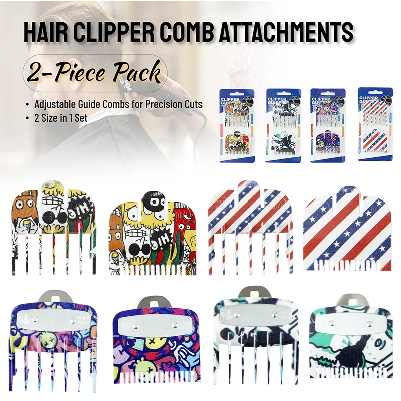 

1.5/4.5mm 2Pcs Set Hair Cutting Limit Comb Barber Electric Pusher Haircut Limit Comb Hair Styling Trimming Hair Replacement Comb
