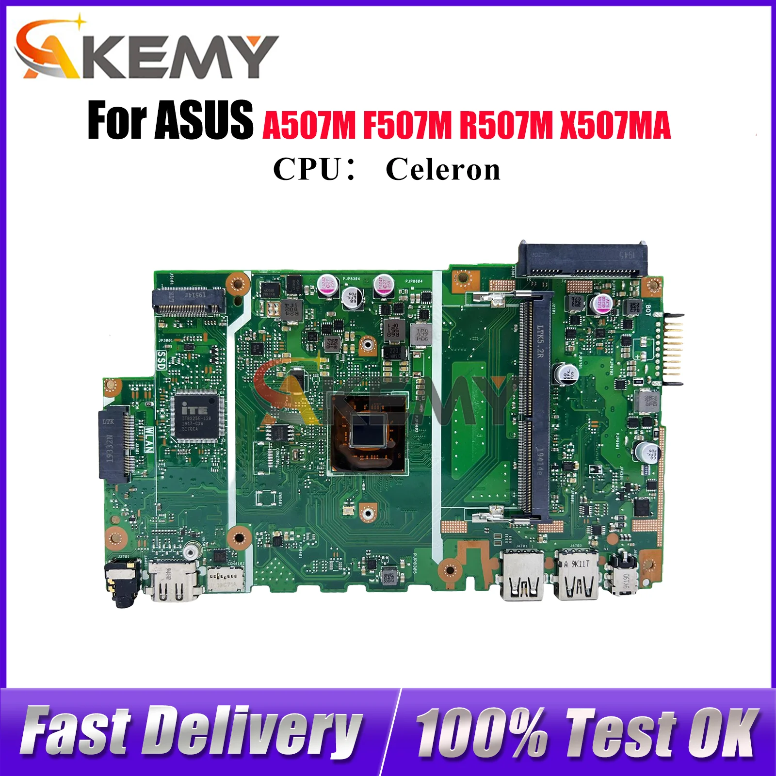 

X507MA Laptop Motherboard For ASUS VivoBook F507M R507M X507M X507MA A507M Notebook Mainboard With Celeron CPU 100% tests OK stk