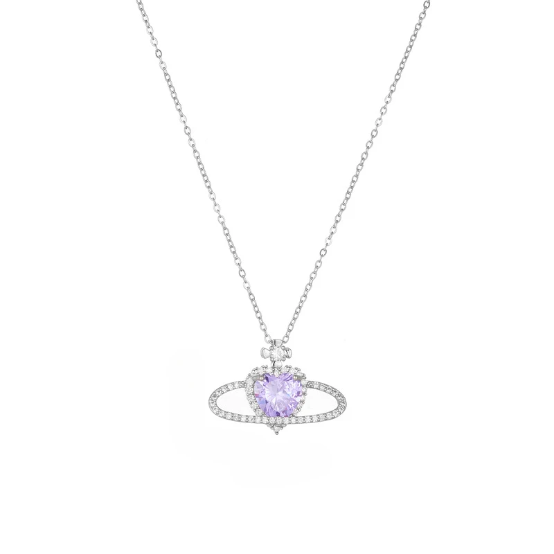 قلادة بدلاية من الزركون الزركون للنساء ، مطلية بالفضة ، سلسلة من الفولاذ المقاوم للصدأ ، مجوهرات قلادة للحفلات ، فاخرة ، جديدة