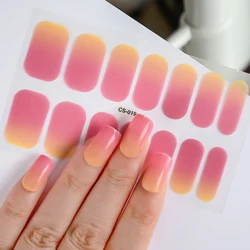 14Tips Full Cover Gradient Nail Polish Stickers Multi Color Self Adhesive Slider Decals No Need UV Lamp Cured Press ON Nail Wrap