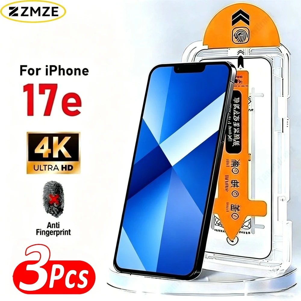 

3Pcs High Clear Screen Protector for iPhone 17 16 15 Pro Max 14 13 12 11 Pro 15 14 Plus 17e 16e Air One Click Installation Glass