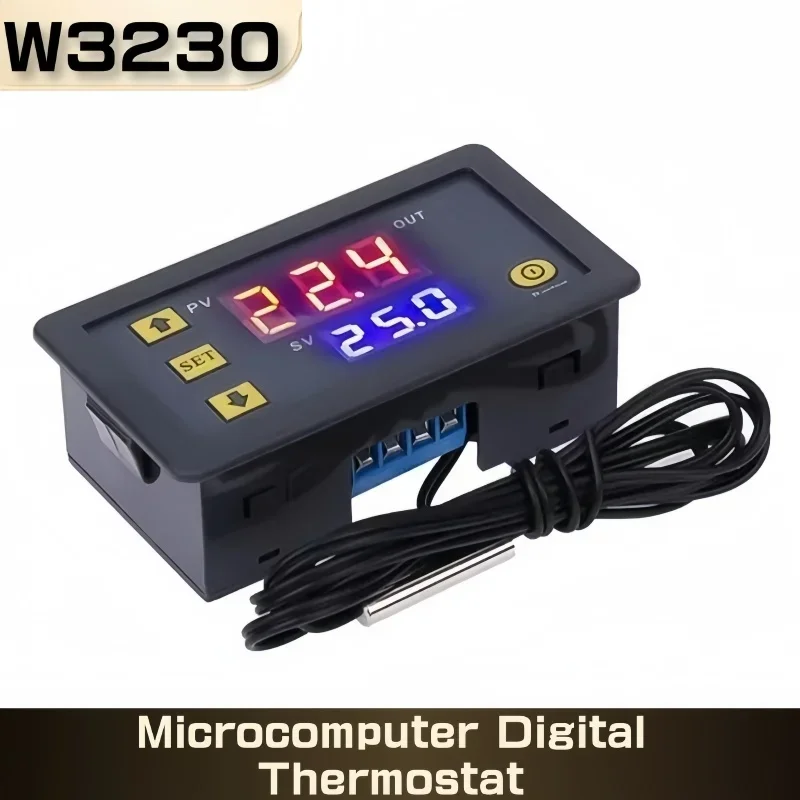 W3230 12V 24V AC110-220V Probe line 20A Digital Temperature Control LED Display Thermostat With Heat/Cooling Control Instrument