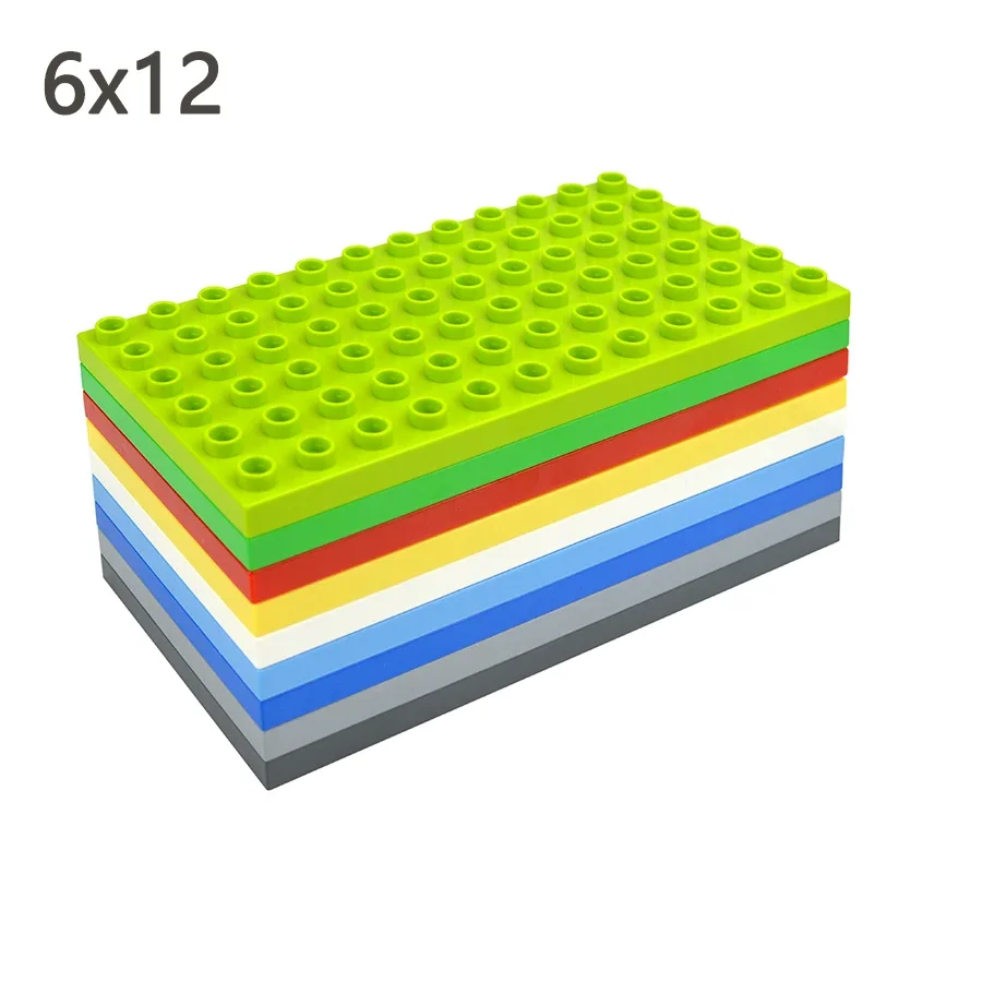 Duploes Big Size Building Blocks 6x12 Dots BasePlates Assembly Large Particles Bricks 6*12 Plate Classic Toy Duop Brick