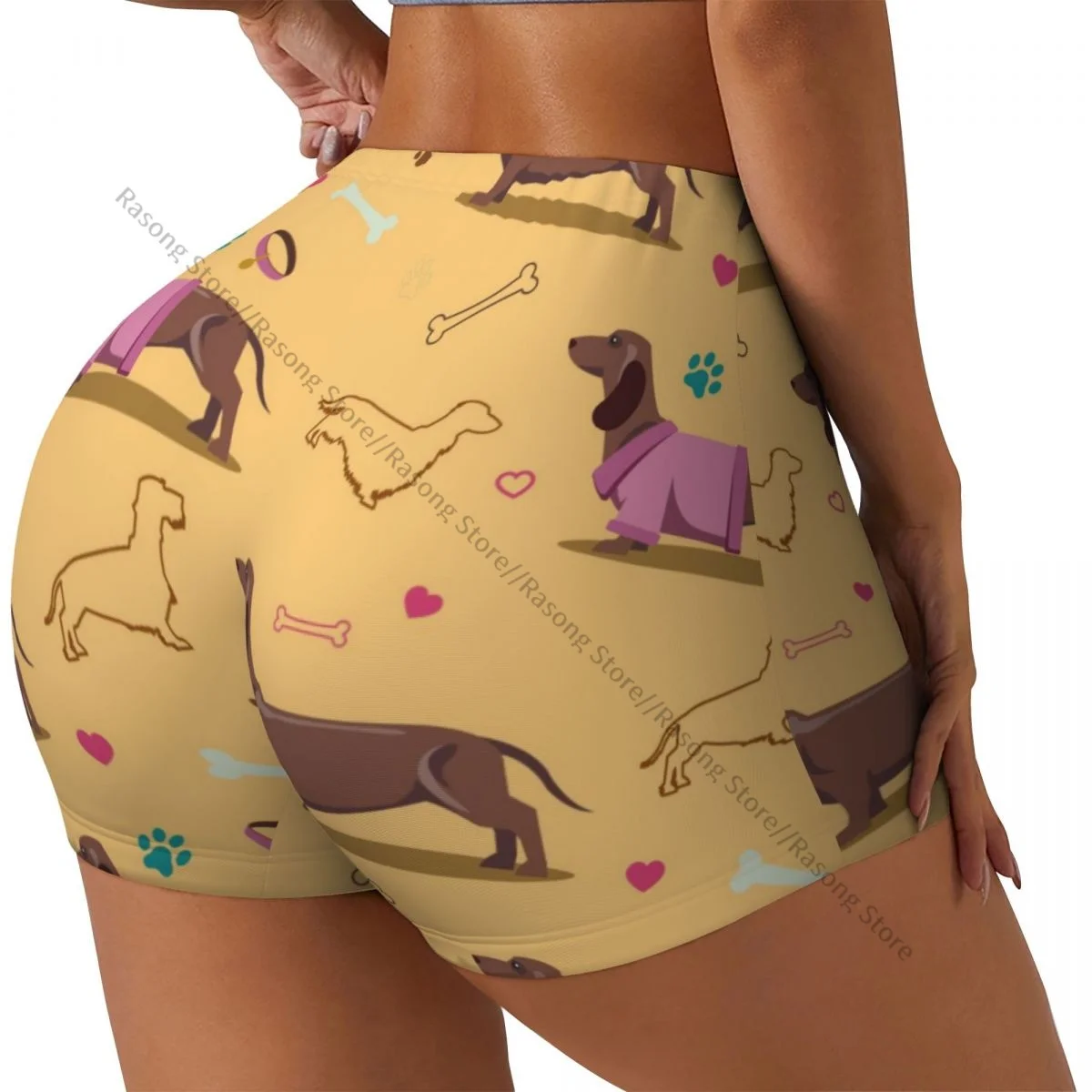 

Сексуальные узкие спортивные шорты на бедрах, милые женские удобные шорты для фитнеса и йоги с таксой