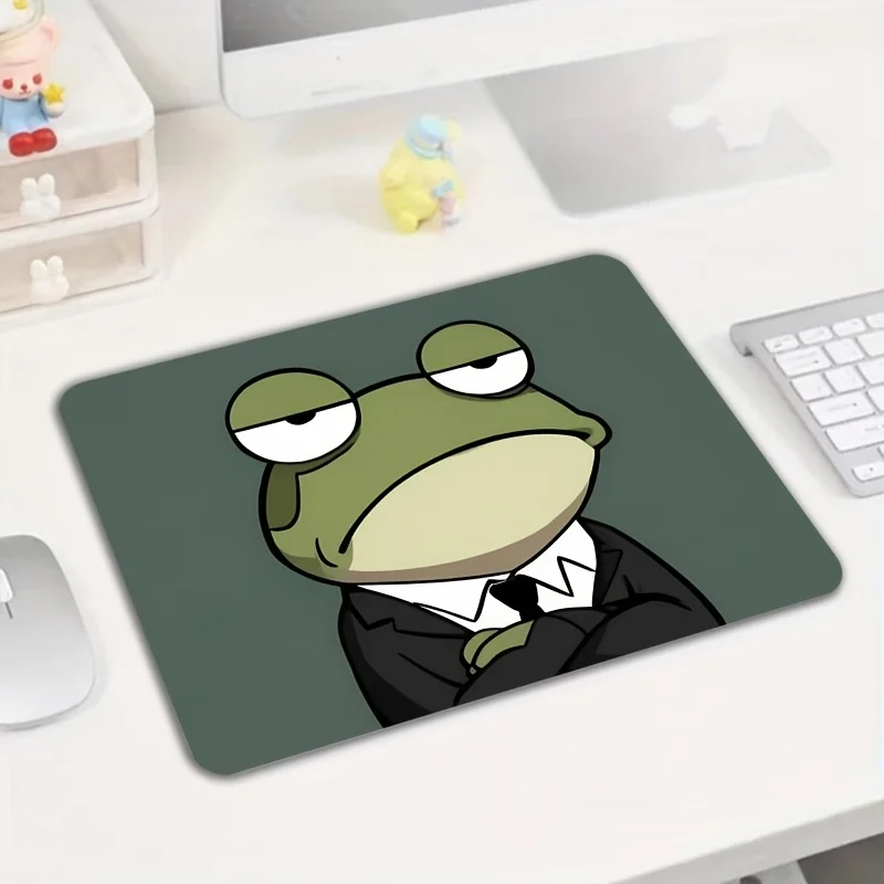 Cartoon Patterned Rubber Mouse Pad Green Frog Designs Square Mousepad Portable Desk Mat Anti-Slip Edge-Bound Office Accessories
