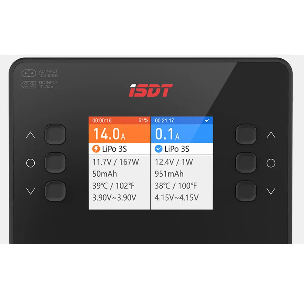 เครื่องชาร์จแบตเตอรี่ลิโพ ISDT K2 Air แบบสองช่องสัญญาณ รองรับการชาร์จแบบบาลานซ์ กำลังไฟ AC 200W DC 500W*2 รองรับแบตเตอรี่ BattAir Smart สำหรับแบตเตอรี่ 1~6S LiFe Lilon LiPo LiHv
