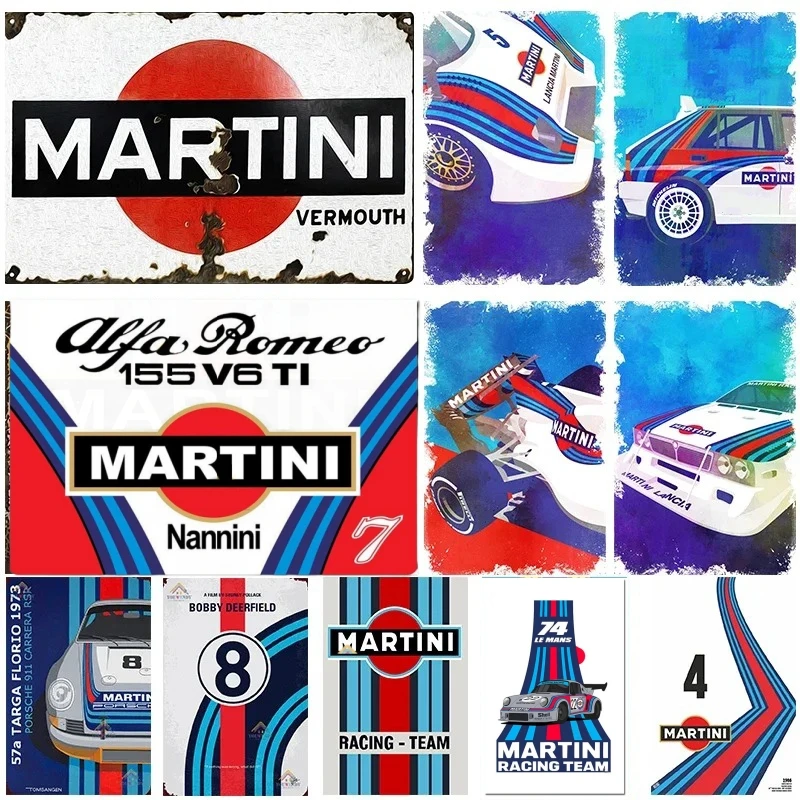 Vintage Martini Racing Metal poster Tin Signs Decor Metal Retro platform Man Cave Room Garage Decoration Bar Pub Club Sign Decor