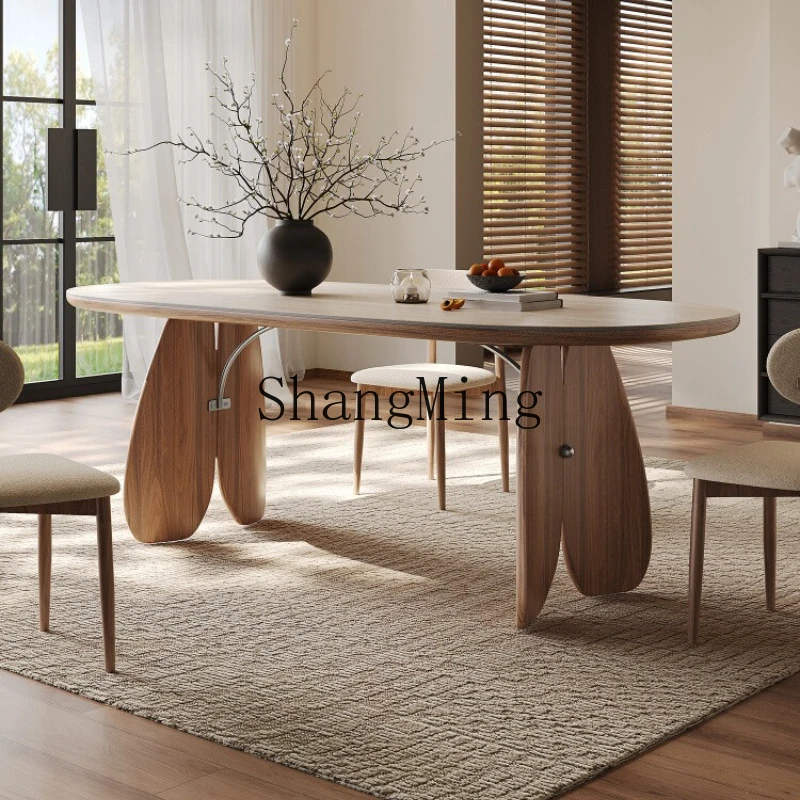 

LXY antique rock slab dining table household high-end table and chair combination