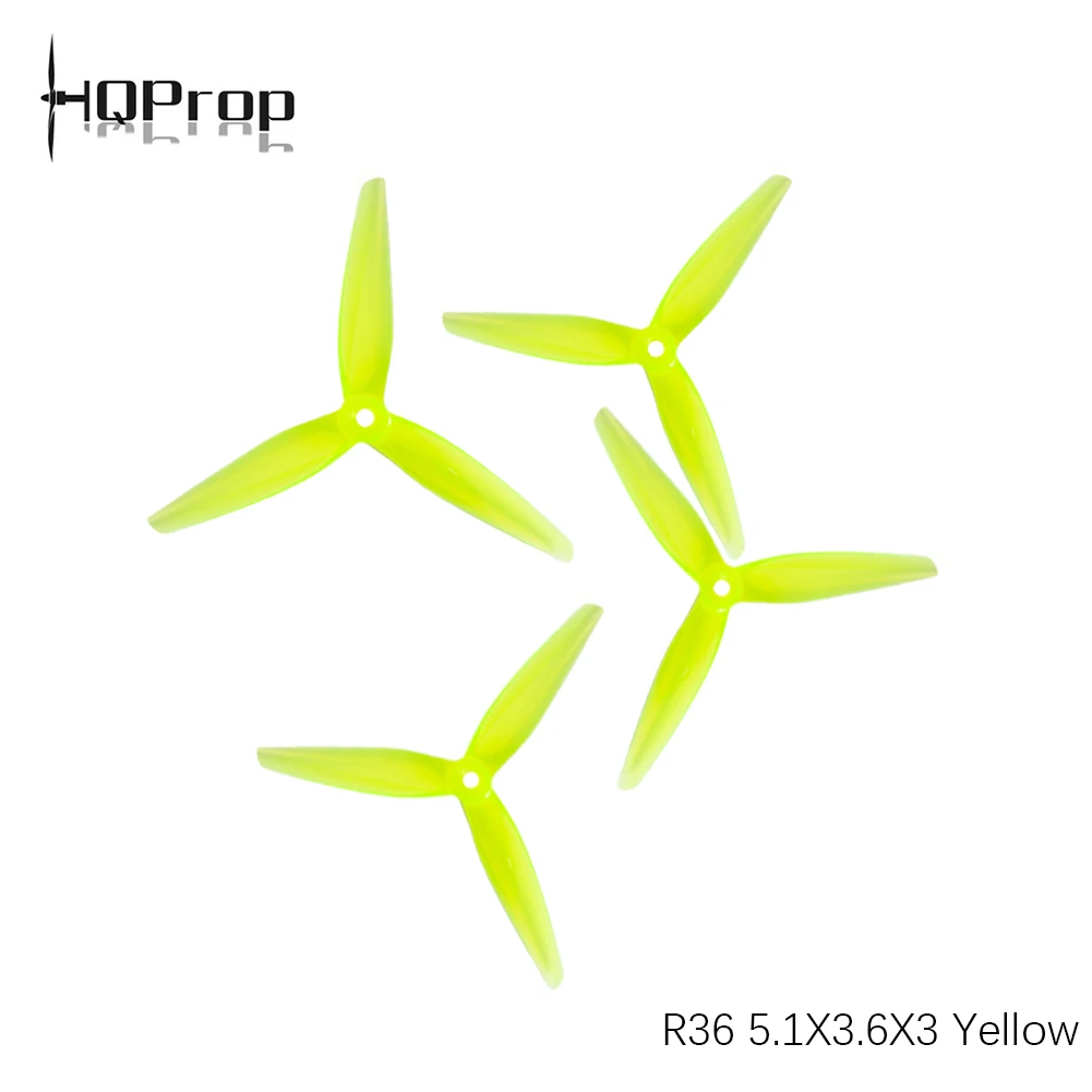 

20 шт./10 пар HQProp R36 5,1x3,6x3 желтый CW CCW 5,1 дюйма поликарбонатный Пропеллер для бесщеточного двигателя FPV гоночного радиоуправляемого дрона