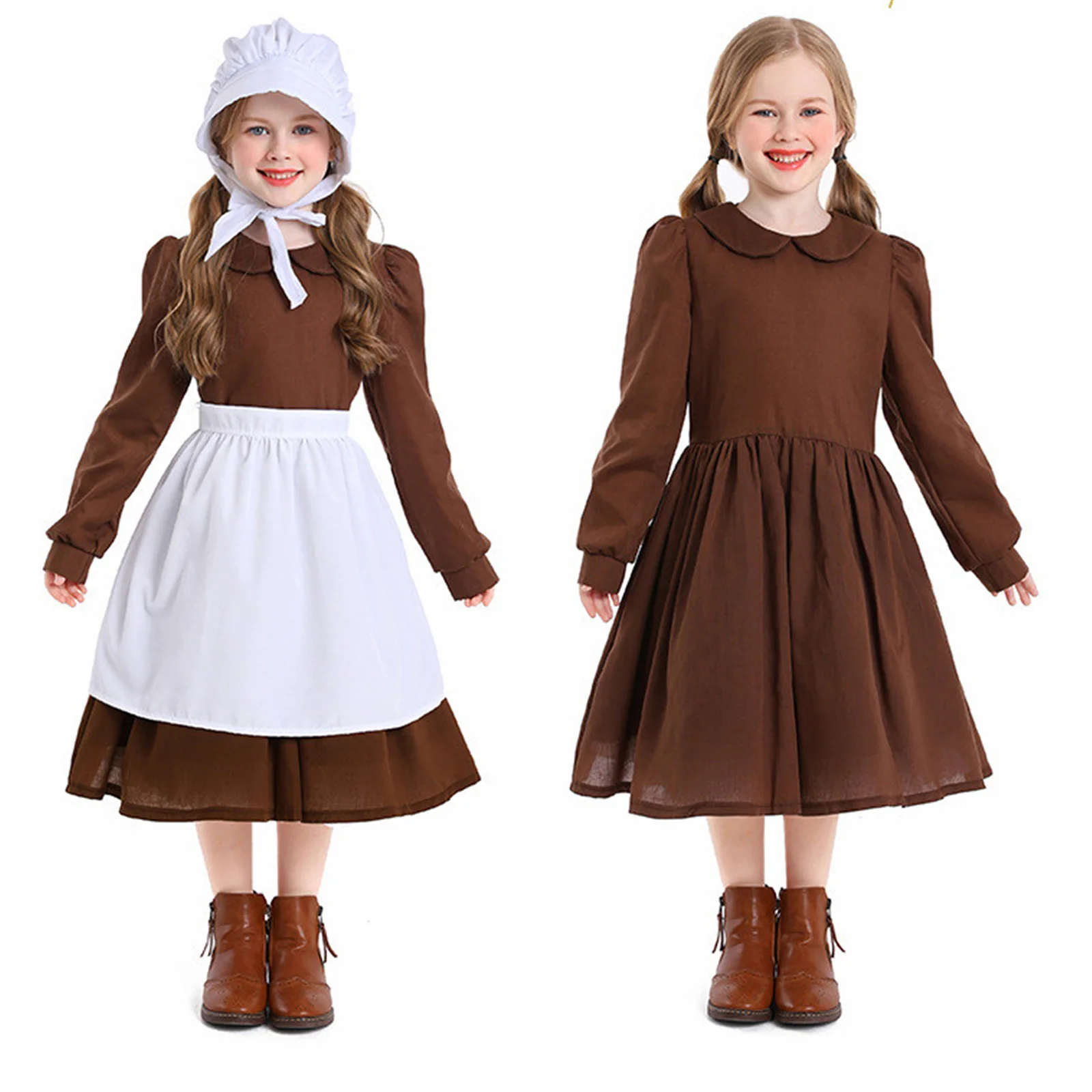 Vestito da ragazza Anime cameriera pastorale fattoria cameriera vestito Cosplay grembiule cappello Costume per Kid Halloween Carnival Party Stage Performance