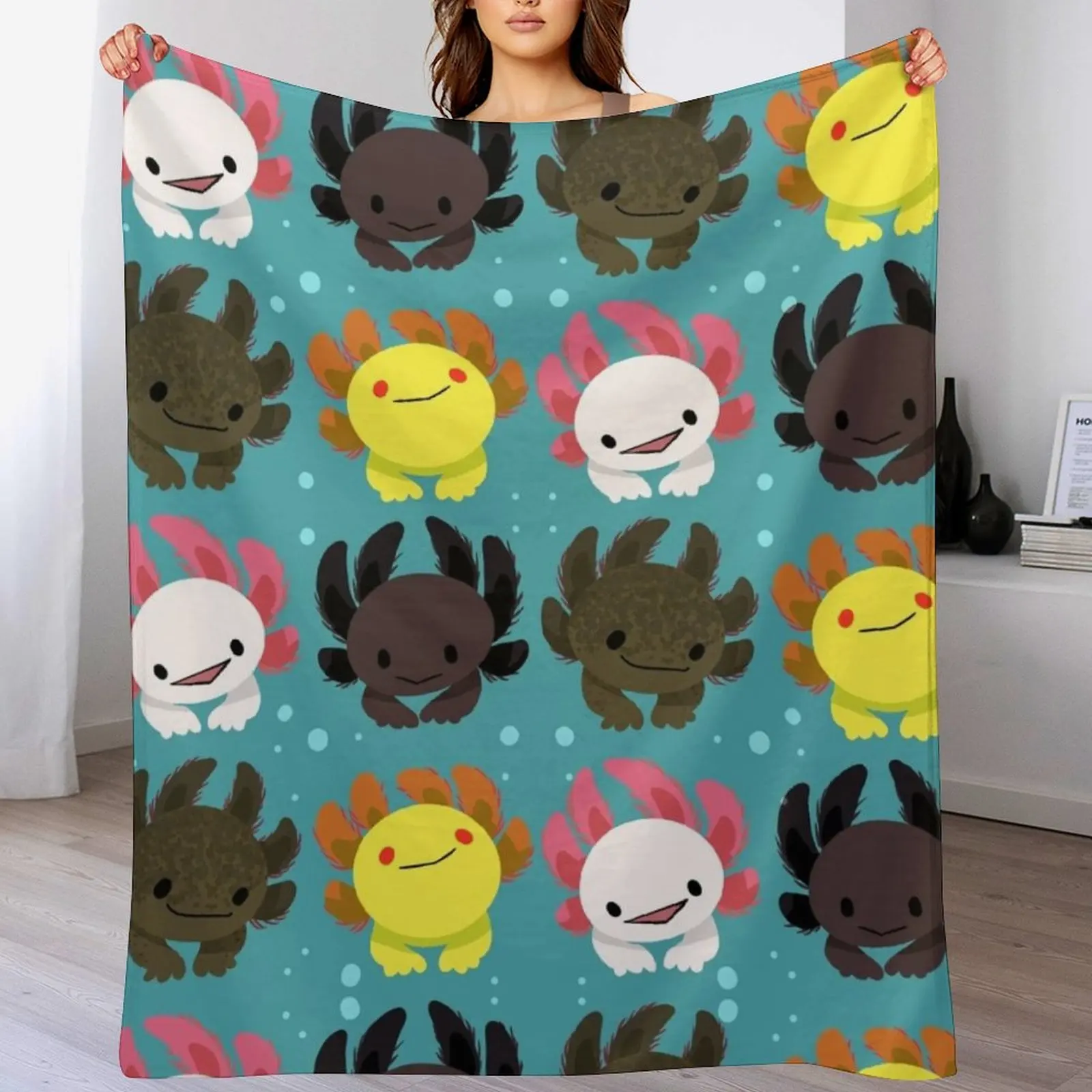 

Axolotl Squad Throw Blanket Beautifuls Vintage for babies Hairy Blankets