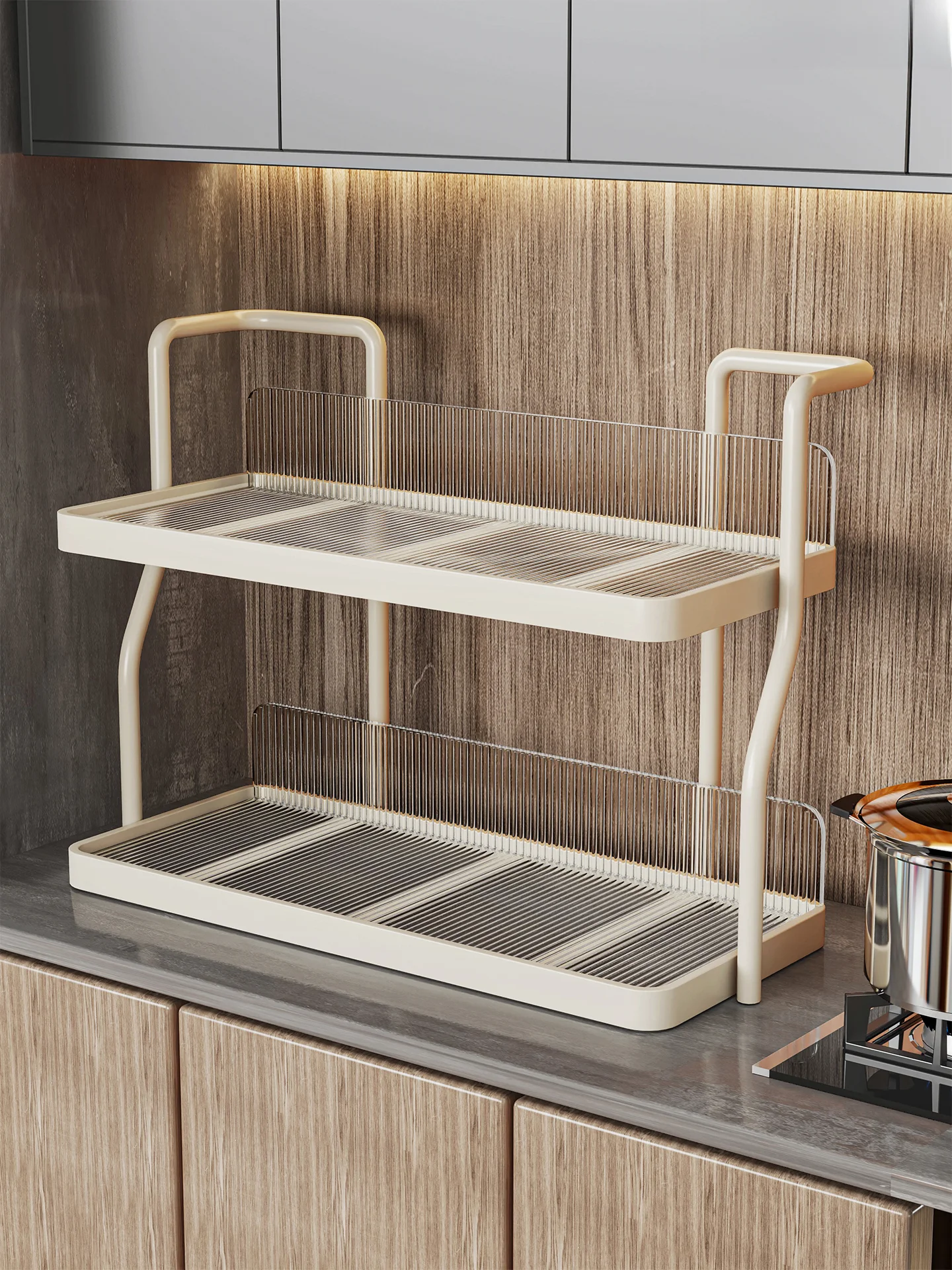 

Acrylic Double Layer Kitchen Spice Storage Ra for Oil Salt Soy Sauce Vinegar Home Desktop Multi-layer Organizer elf