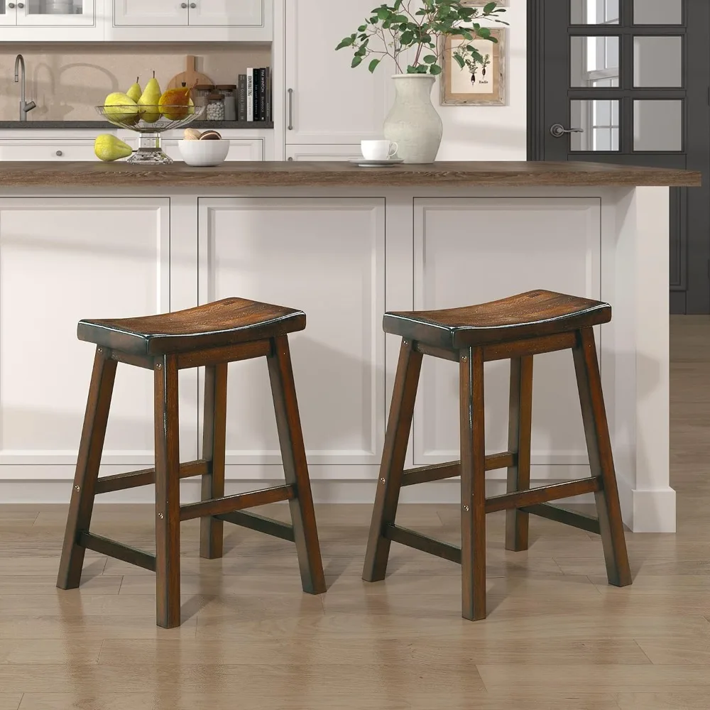 

Finnian Saddle Solid Wood Counter Height Bar Stool Set of 2 - Saddle Kitchen Stool Dining Height Stools for Dining, Armless Cou