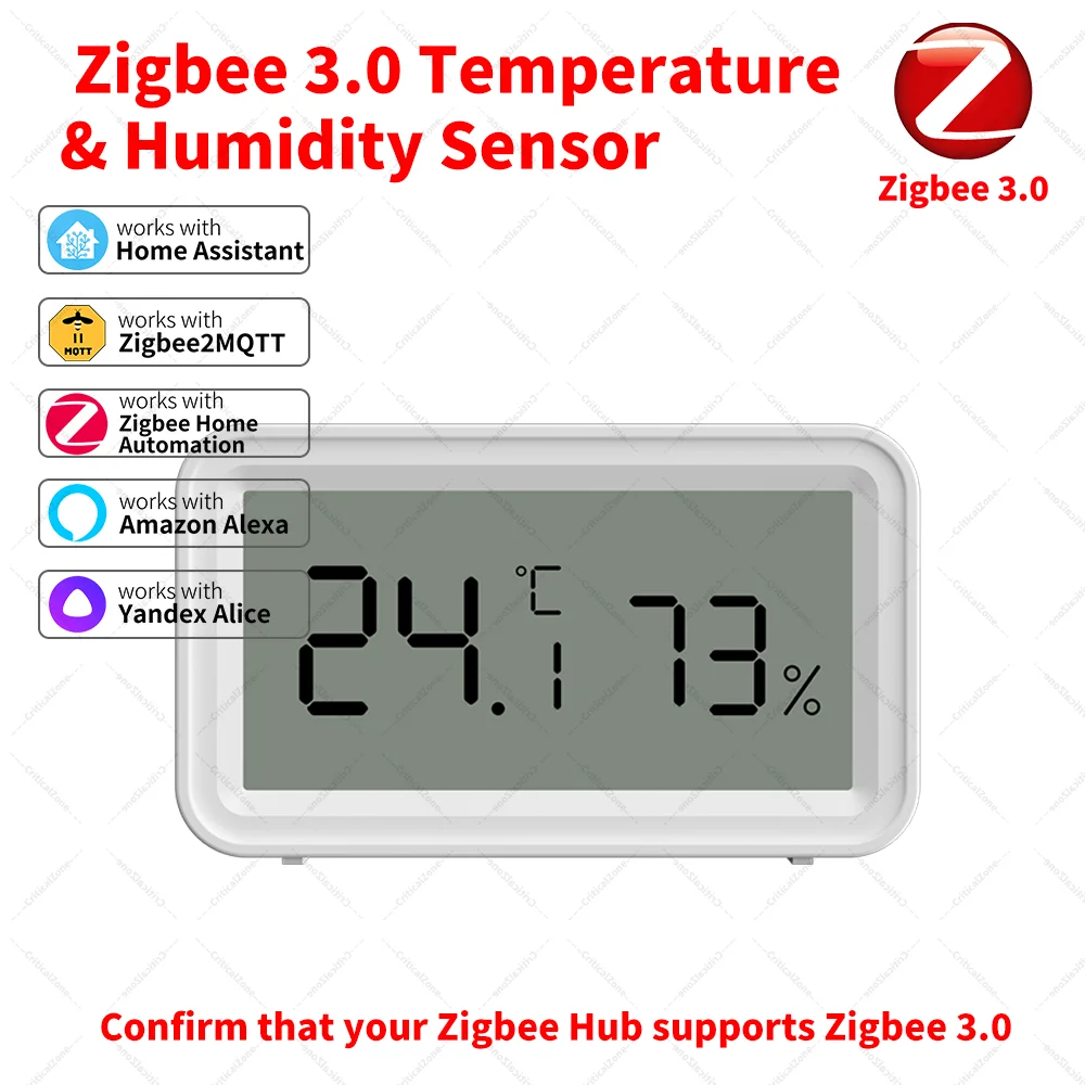 Zigbee 3.0 Sensor Temperature Humidity Sensor Zigbee Hub Required Workwith Home Assistant Yandex Alexa ZHA Zigbee2MQTT HA
