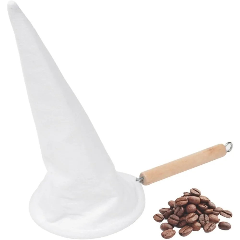 

Coffee Cloth Strainer with Wood Handle, White, 1 Count (Pack of 1)