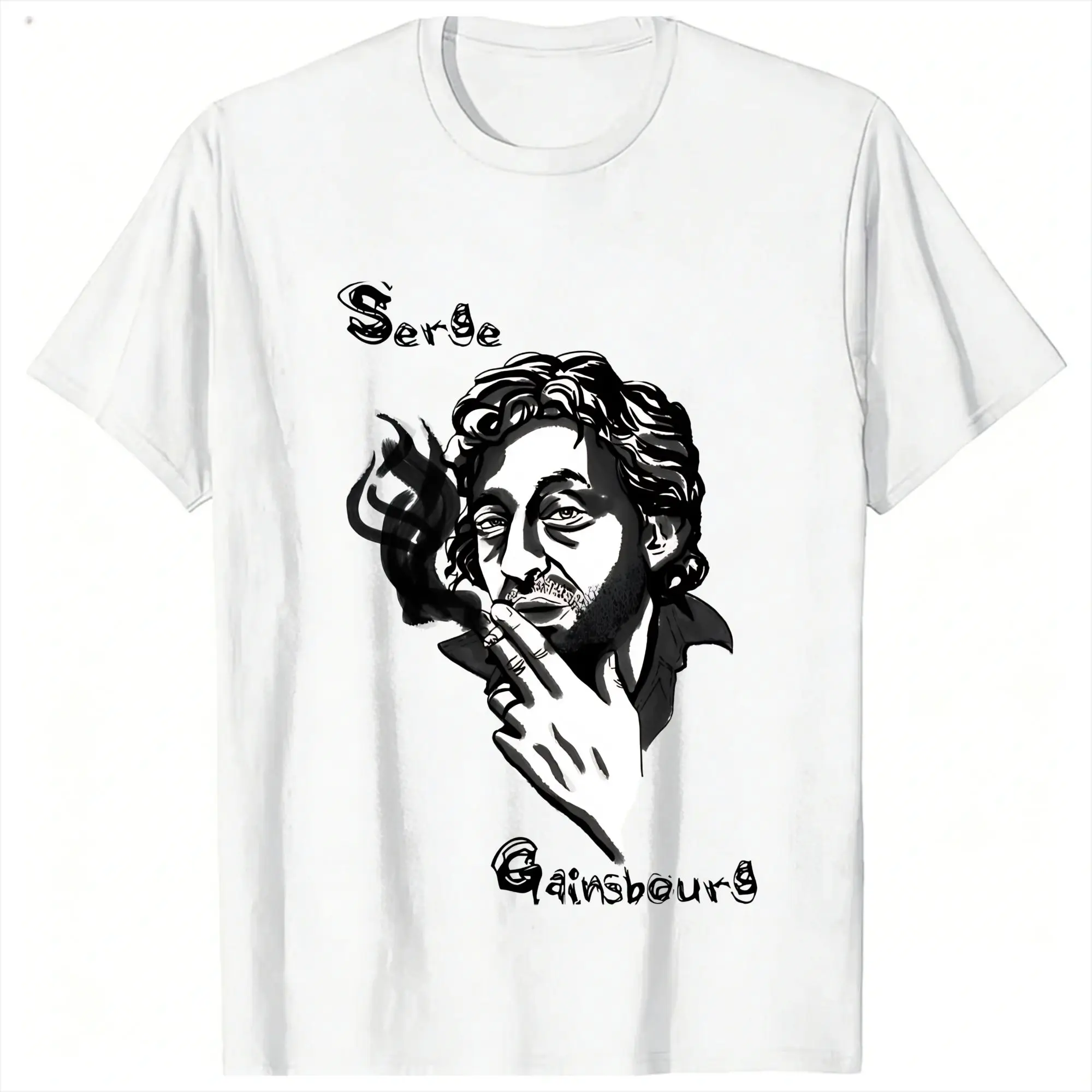 Serge Gainsbourg Men's T Shirt  Funny Tees Short Sleeve Crewneck T-Shirt 100% Cotton Summer Tops