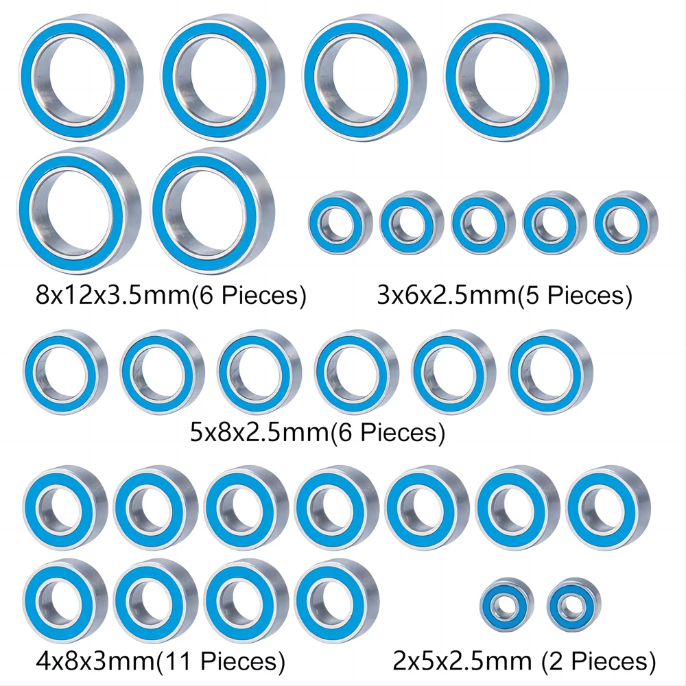 30pcs Precision High Speed Sealed Ball Bearing Kit for RC AXIAL 1/18 UTB18 Capra