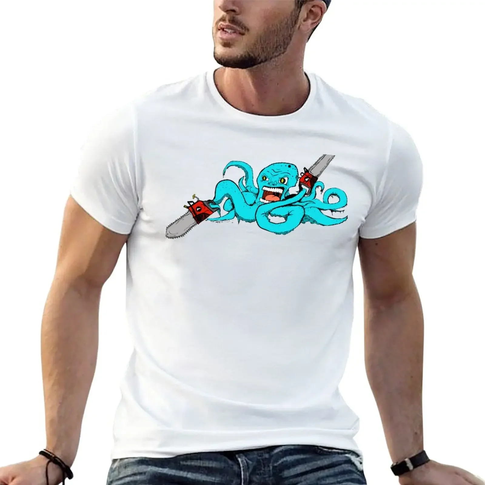 Chainsaw Octopus Color T-Shirt Blouse animal prinfor boys men t shirts