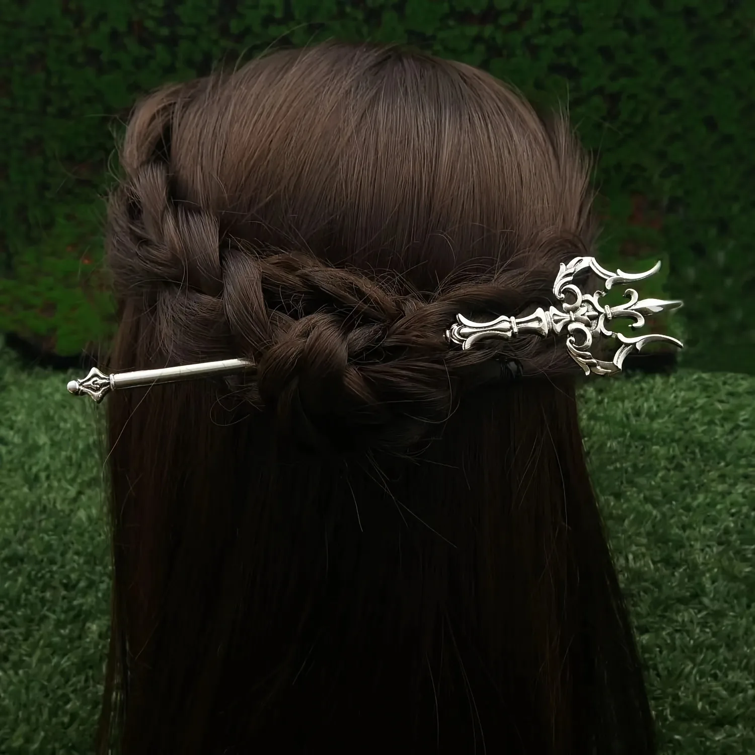 New Chinese Style Retro Trident Sword Women's Alloy Braided Hair Hairpin Antique Style Outfit Qipao Hanfu Fashionable Headwear