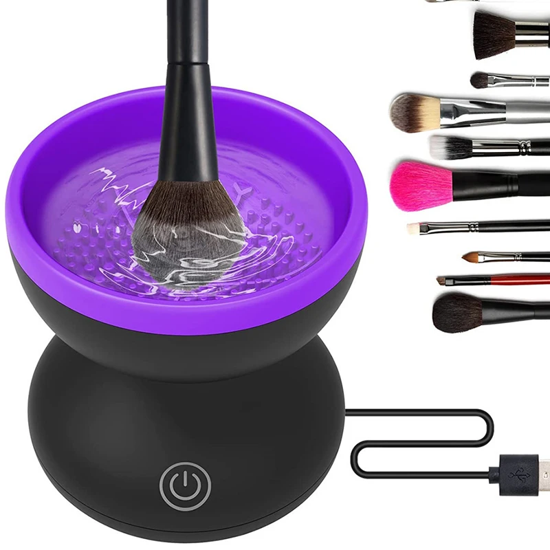 Makeup Brush Cleaner, Beauty Tool Powder Puff Beauty Egg Deep Cleaning Box, Automatic Quick Drying Brush Scrubber