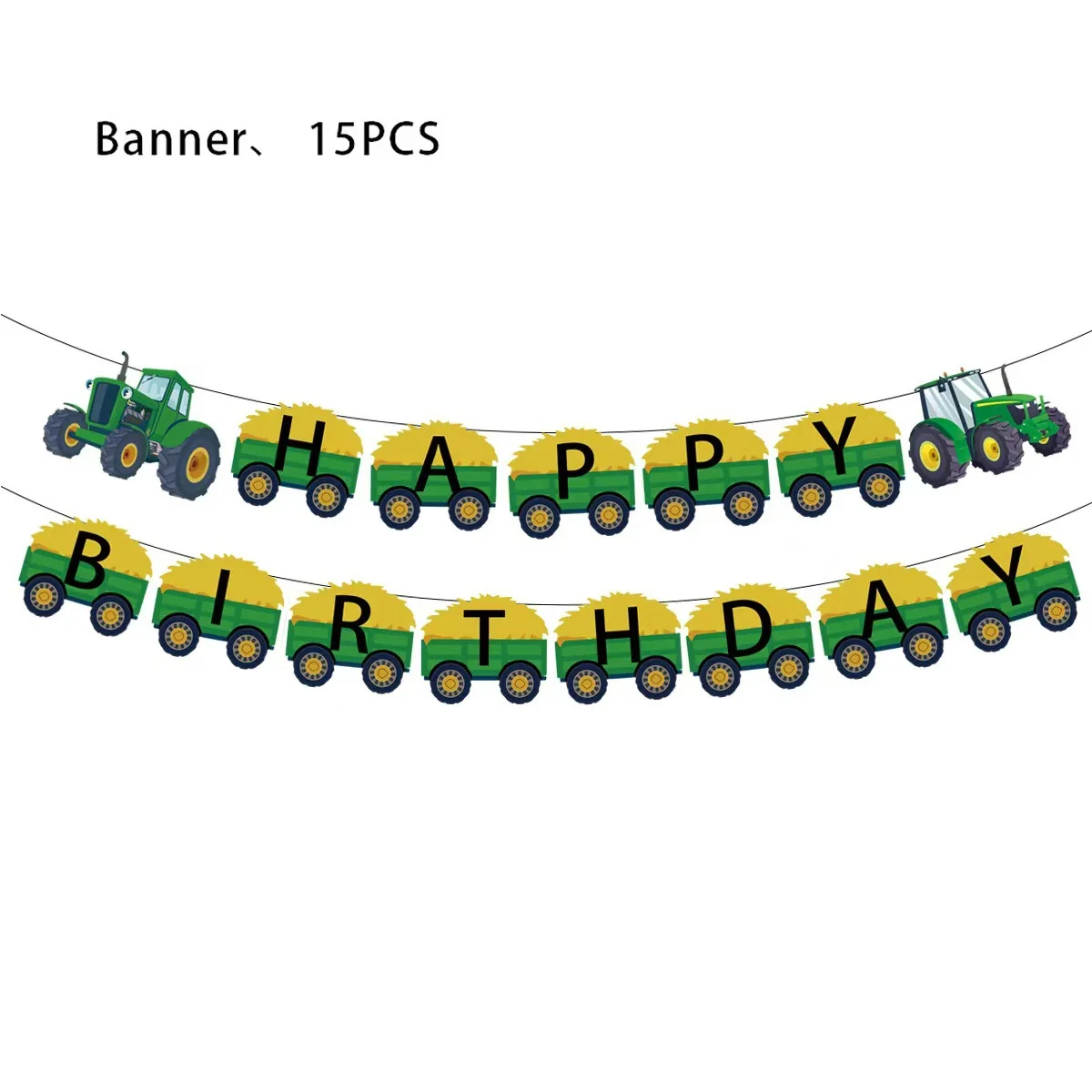 Farm-Traktor-Partybanner, Girlande, hängende Spiraldekoration, grünes Farm-Traktor-Banner, Kinder-Farm-Traktor-Geburtstagsdekorationsbanner – Detail 3